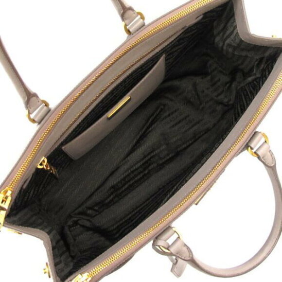 Prada Saffiano Lux leather Galleria double zip tote bag Argilla Gray - Picture 3 of 8